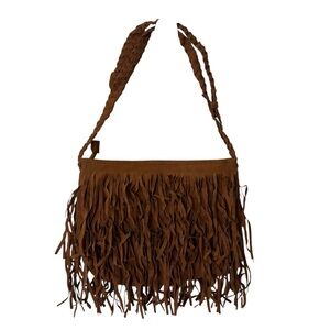 Shoulder Bag Fringe Camel Brown Suede-like material Soft Like New